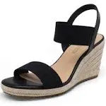 DREAM PAIRS Womens Open Toe Espadrilles Dressy Platform Sandals Slip on Elastic Ankle Strap Wedges Sandals