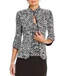 Alex Evenings Printed Mandarin Collar Twinset Top - Black