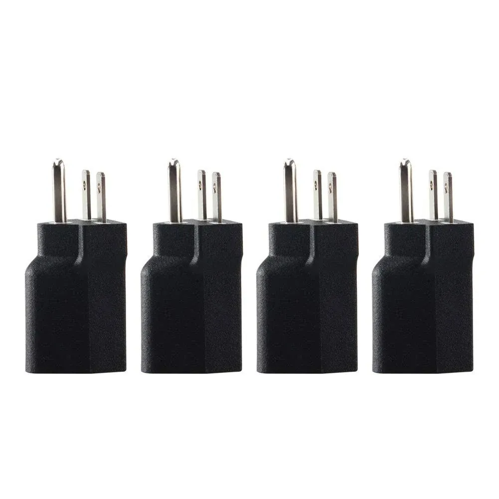 6-15P to 5-15R US Plug Adapter ,Electrical Converter,3Prong ,110V / 120V to 220V / 240V,15A,Black,4PK