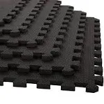 Foam Flooring Tiles – 16-Pack Interlocking EVA Foam Pieces – Non-Toxic Floor Padding for Playroom, Gym, or Basement by Stalwart (Black)