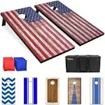 GoSports American Flag 4th of July Cornhole Toss Set Includes 8 Bags,Carry Case