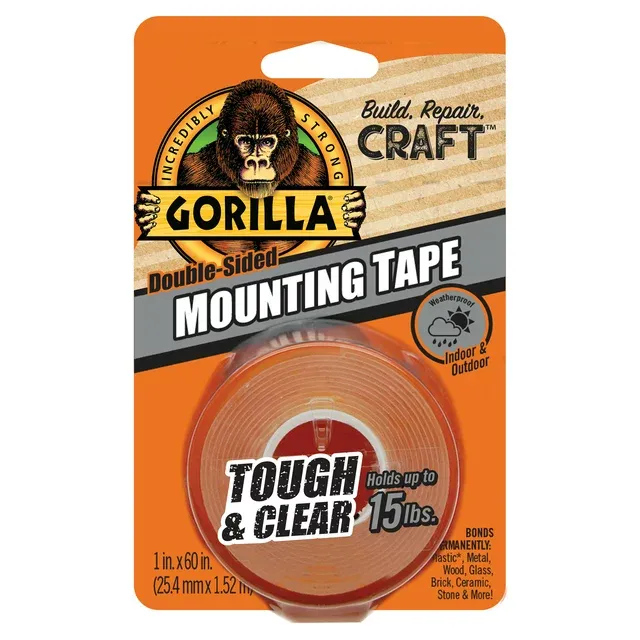 Gorilla Tough & Clear Double-Sided Mounting Tape, 60" Roll