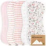 5-Pack Muslin Burp Cloths for Baby Boys and Girls - Super Absorbent Baby Burp Cloth, Viscose Derived from Bamboo Cotton Baby Washcloths, Burp Rags, Large Neutral Burp Clothes for Newborn (Sweet Charm)