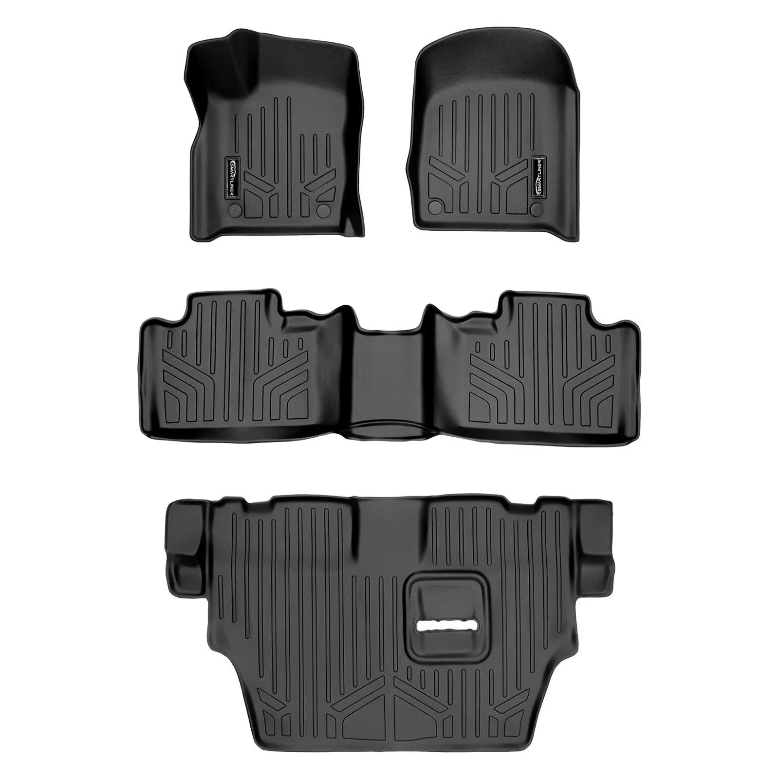 MAXLINER Custom Fit Floor Mats 3 Row Liner Set Black Compatible with 2016-2021 Dodge Durango with 2nd Row Bench Seat