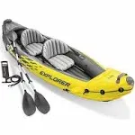 Intex 2-Person Inflatable Kayak w/ Oars & Air Pump & 4 Person Boat with Oars &Pump