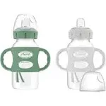 Dr. Brown's Milestones Wide-Neck Sippy Spout Bottle with Handles, 9oz/270ml, 6m+, Green/Gray, 2 Pack, Size: 9 Ounce