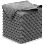 USANOOKS Microfiber Cleaning Cloth Grey - 12 Packs 16 inchx16 inch - High Performance - 1200 Washes, Ultra Absorbent Towels Weave Grime & Liquid for