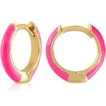 Sterling Silver Gold Plated Color Enamel Hoop Earrings for Women