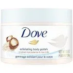 Dove Exfoliating Body Polish Macadamia & Rice Milk Body Scrub 10.5 Oz