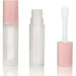 COSIDEA 24 pcs Empty 5ml big brush lip gloss tube Pink round lipgloss tubes container with big doe foot wand cosmetic packing containers