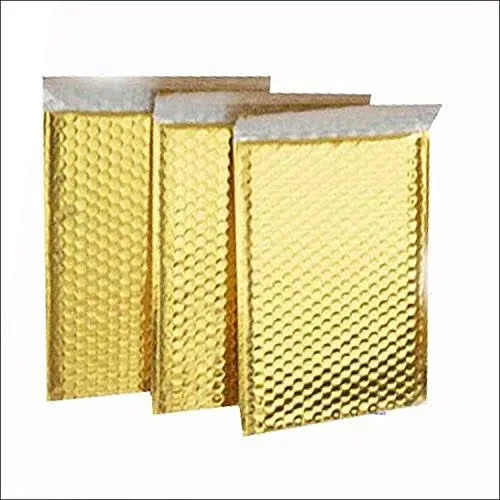 ProLine Glamour Metallic Gold Poly Bubble Mailers Envelopes Self Sealing Bags #000 4x8 Extra Wide (50)