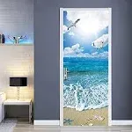 FLFK Door Sticker - Door Mural Peel and Stick, Removable Self-Adhesive Ocean Door Wallpaper for Home Decor, 30.3 "W x 78.7 "L, Set of 2 Sheets