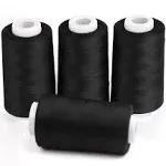 ilauke 4 x 3000 Yards Serger Thread Spools Black Polyester Sewing Threads Overlock Cone