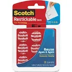 Scotch Restickable Mounting Tabs, Clear - 18 pack