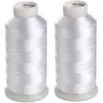 Simthread 2 Huge Spools White Bobbin Fill Thread 60WT for Embroidery Machine and and Sewing Machines - 5500 Yards Ea