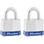 Master Lock 1-9/16in (40mm) Wide Laminated Steel Pin Tumbler Padlock - 2 Pack