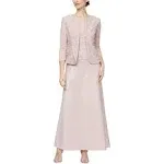 Alex Evenings Embroidered Lace Mock Two-Piece Gown with Jacket Blush