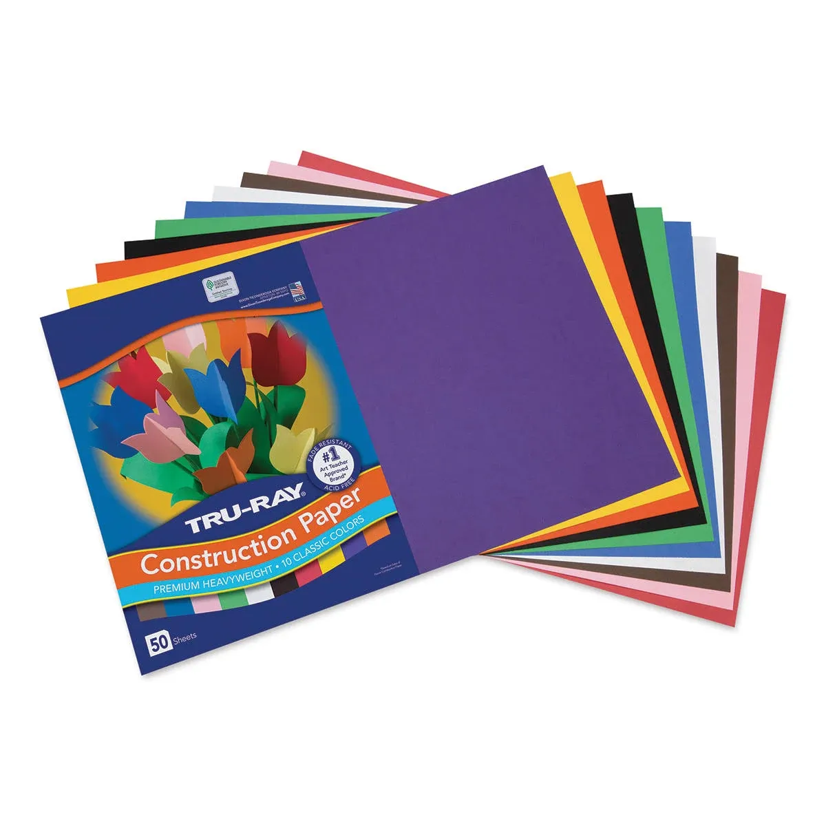 Tru-Ray Sulphite Construction Paper, 18 x 24 Inches, Purple, 50 Sheets