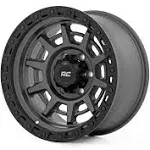 Rough Country 85170912A - 85 Series Wheel - Simulated Beadlock - Gunmetal Gray Black - 17x9 - 6x5.5 - -12mm