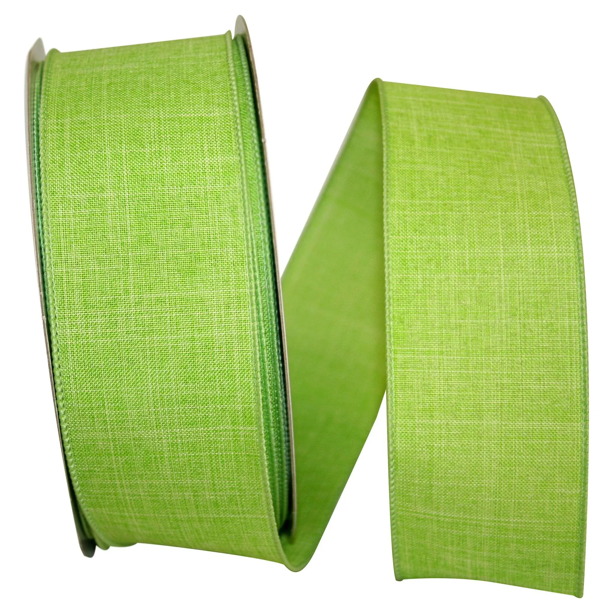 Reliant Ribbon 92573W-204-40K Everyday Linen Value Wired Edge Ribbon, 2-1/2 Inch X 50 Yards, Lime