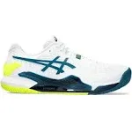 ASICS Men's Gel-Resolution 9 Tennis Shoes (White/Restful Teal)