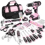 WorkPro Pink Household Tool Kit with 20V Cordless Lithium-Ion Drill Driver