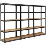 Costway 3pcs 72 Heavy Duty Storage Shelf Steel Garage Rack 5 Level Adjustable in Black