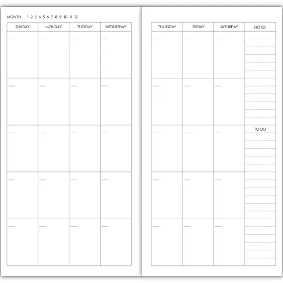 Nokingo 3-Pack Travelers Notebook Calendar, Travelers Notebook Inserts, Undated Travelers Notebook Monthly, 4.25"x8.25" Travelers Notebook Calendar Insert