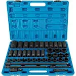 Impact Socket Set 1/2 Inch 43 Pcs Standard+Deep 9 to 30 MM 6-Point Extension Bar