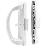 Prime-Line C 1263 Diecast, White, Patio Door Handle Set with Clamp Upgrade (Sing