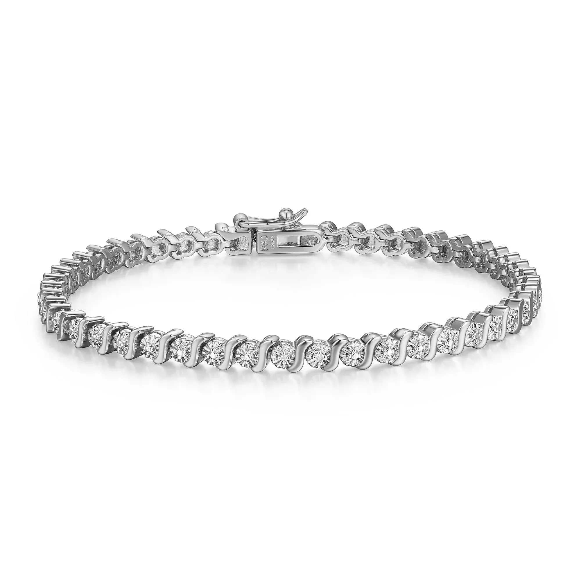 Forever Facets Women's Diamond Accent S-Link Tennis Bracelet