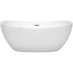 Wyndham Collection WCOBT101460 Rebecca 60 inch Freestanding Bathtub in White with Polished Chrome Drain and Overflow Trim