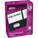 Avery Two-Pocket Folder, 40-Sheet Capacity, Black, 25-box