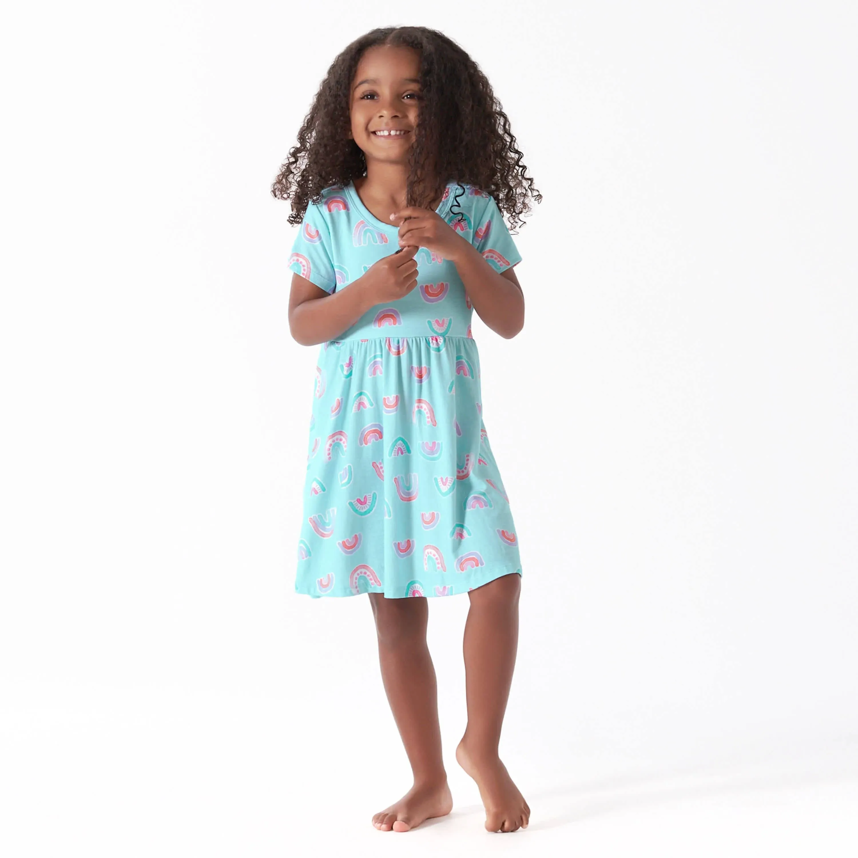 Infant &amp; Toddler Girls Rainbow Sky Buttery Soft Viscose Made from Eucalyptus Twirl Dress