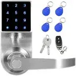 Electronic Keyless Door Lock, Keyless Entry with Touchscreen, Key Fobs, Remot...