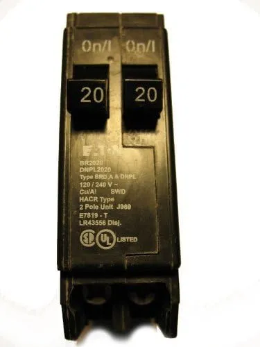 Eaton Type BR 20-Amp 2-Pole Tandem Circuit Breaker