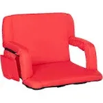 Flash Furniture Extra Wide Red Lightweight Stadium Chair with Armrests and Padded Back