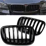 BILLDIO Front Grille for 2007-2014 BMW X5 E70 X6 E71,ABS Gloss Black Kidney Grill