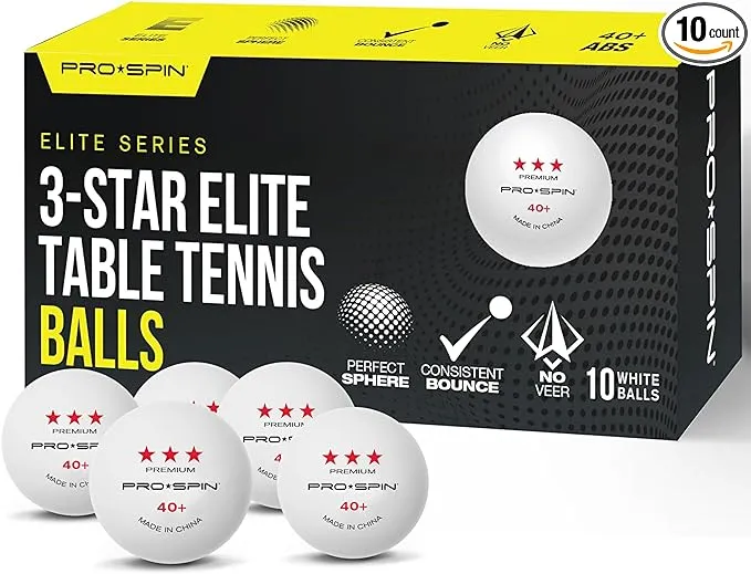 3-Star Elite White Table Tennis Balls