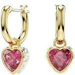 Swarovski Chroma Crystal Heart Drop Earrings - Red Gold