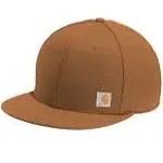 New Carhartt Firm Duck Flat Brim Snap Back Brown Side Logo Hat Cap 101604