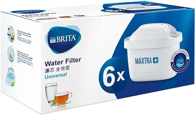 BRITA S1326 MAXTRA+ water filter cartridges, compatible with all jugs for chlorine and limescale reduction, 6 pack