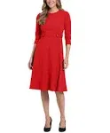 London Times Women's Tab-Waist Fit & Flare Dress