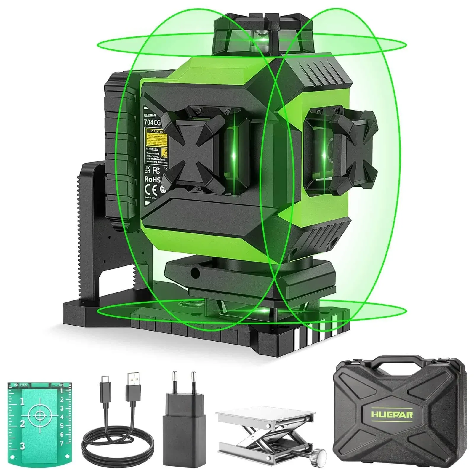 Huepar 360 niveau Laser croix Vert 2 points Laser lignes Auto-nivellement Mode ...