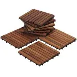 Ez-Floor Interlocking Flooring Tiles in Solid Teak Wood Oiled Finish (Set of 10)