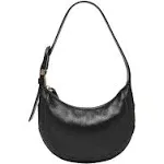 Fossil Harwell Crescent Bag, Black, Leather