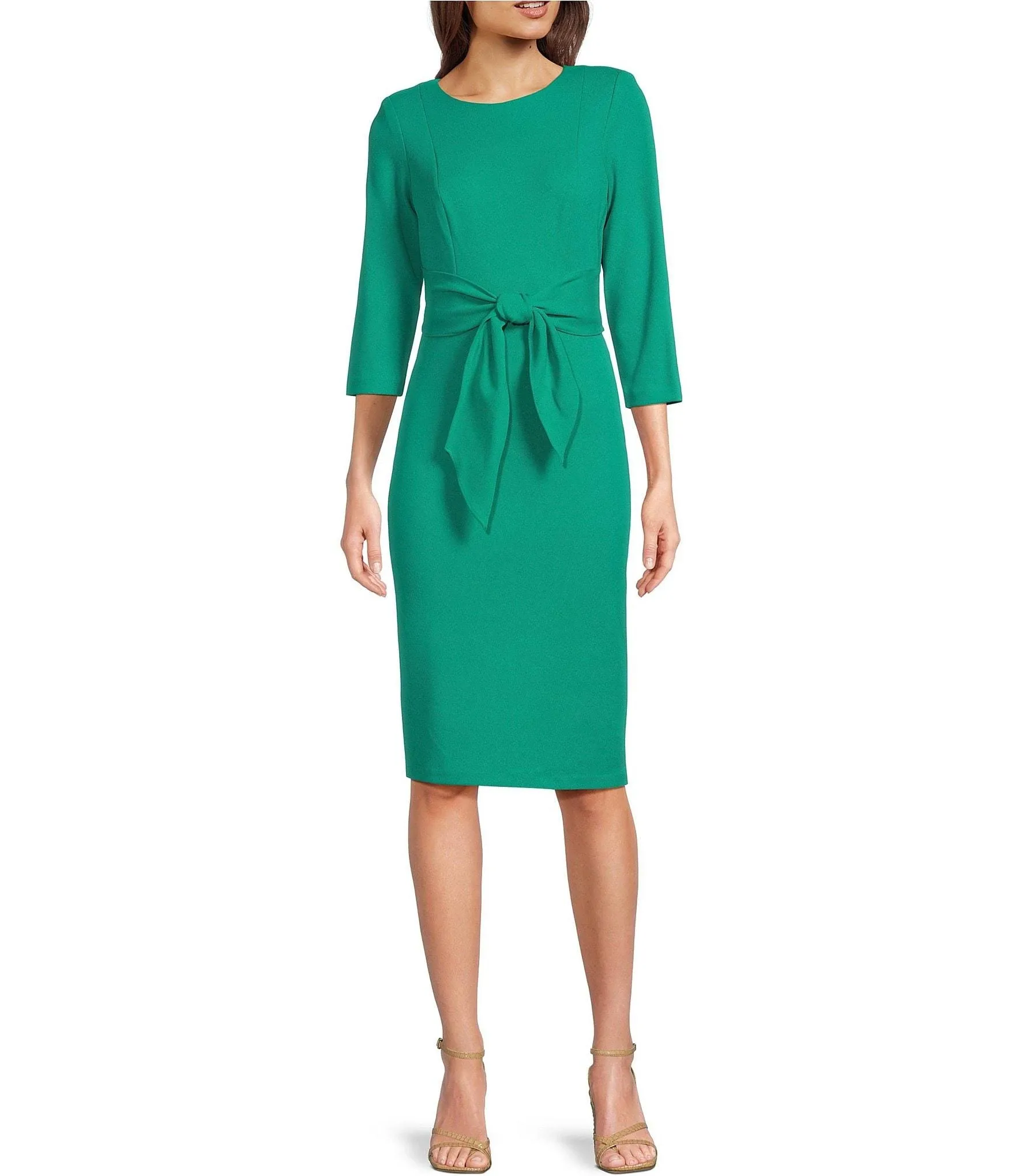 Adrianna Papell Women's Tie Waist Crepe Sheath Dress