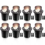 SUNVIE 12 Pack Low Voltage Landscape Lights 12W LED Outdoor In-Ground Waterproof Shielded Well Lights 12V-24V Warm White Paver Lights with Wire