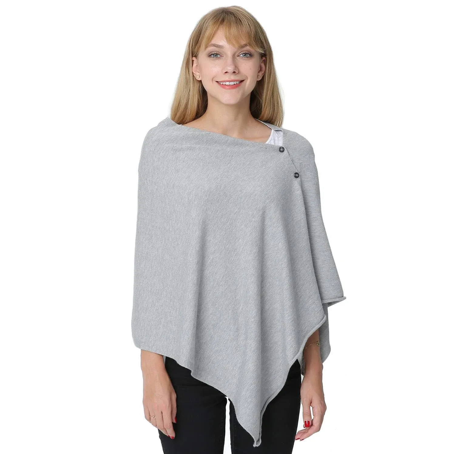 Puli Women's Versatile Knitted Shawls with Buttons