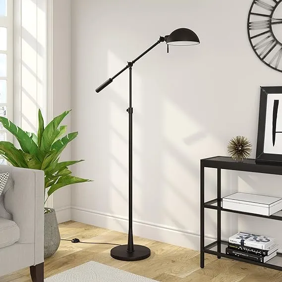 Dexter Height Adjustable/Tilting Floor Lamp with Metal Shade in Blackened Bronze/Blackened Bronze